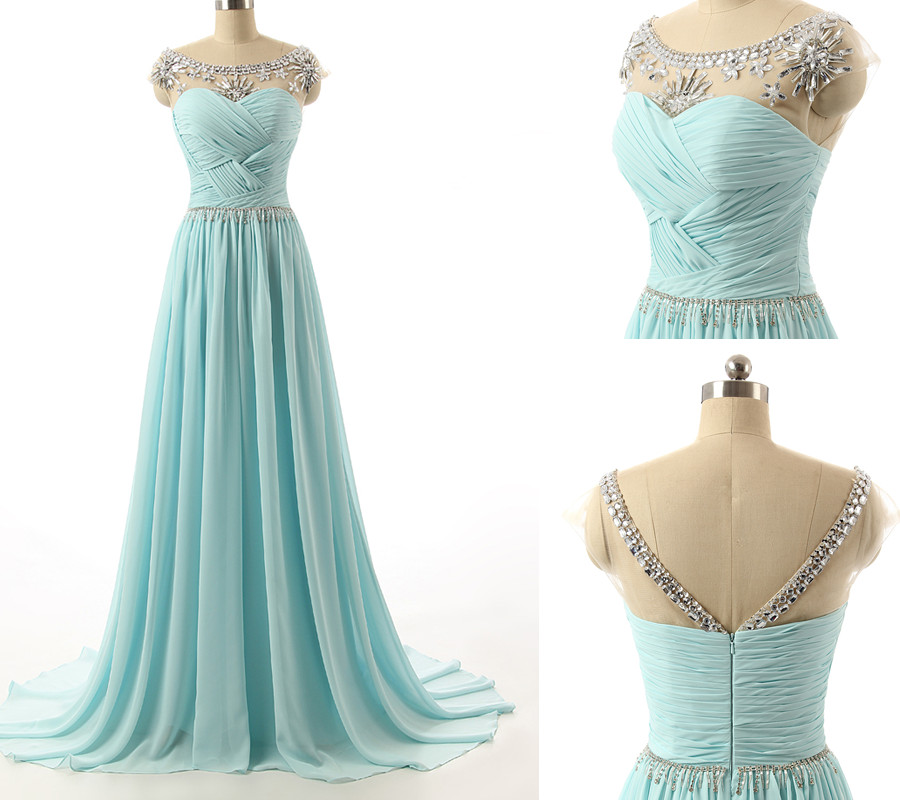 blue floor length gown